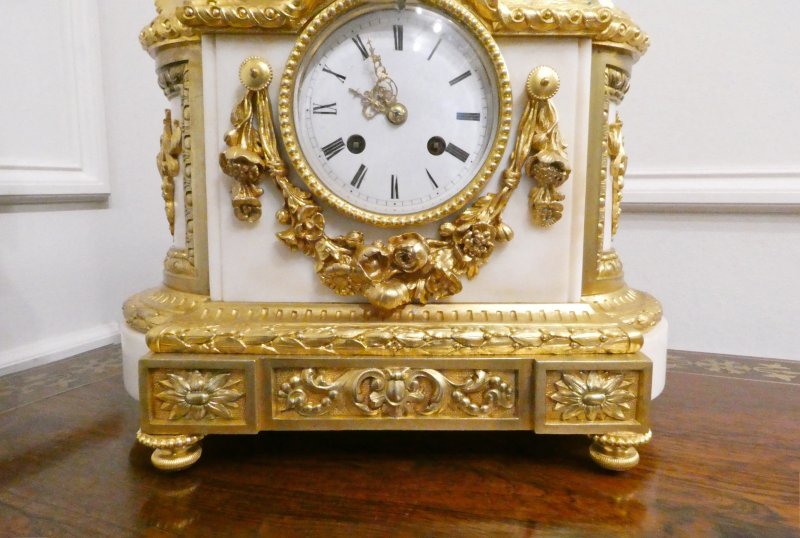 French Gilt Bronze & Marble Mantel Clock by Japy Freres - Image 9