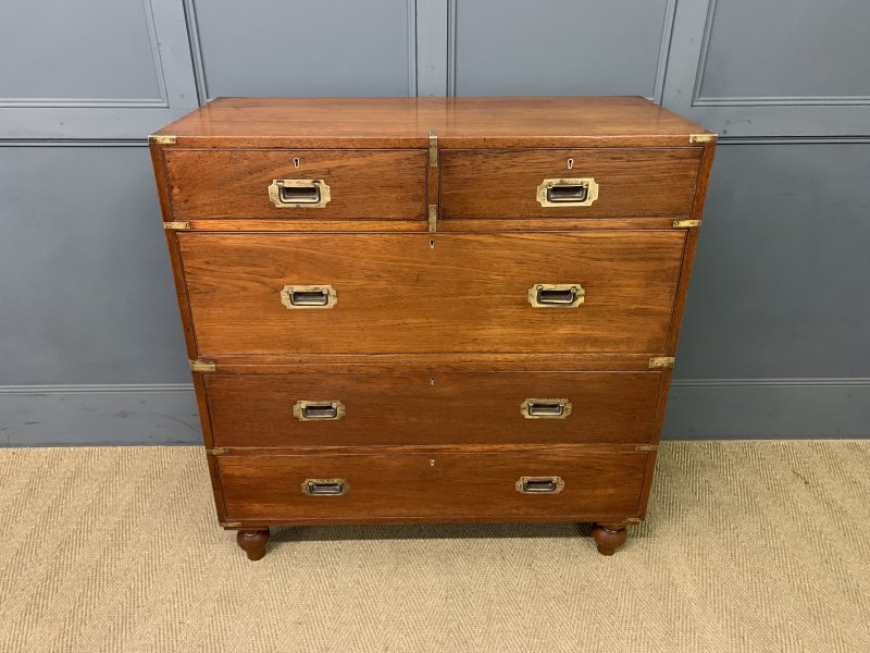 Victorian Teak Military Chest by Army & Navy