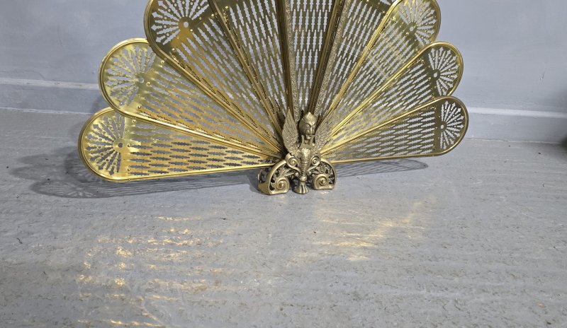 Brass Peacock Fire Screen