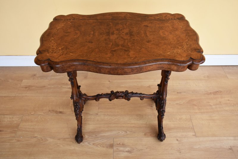 Victorian Burr Walnut Inlaid Table - Image 5