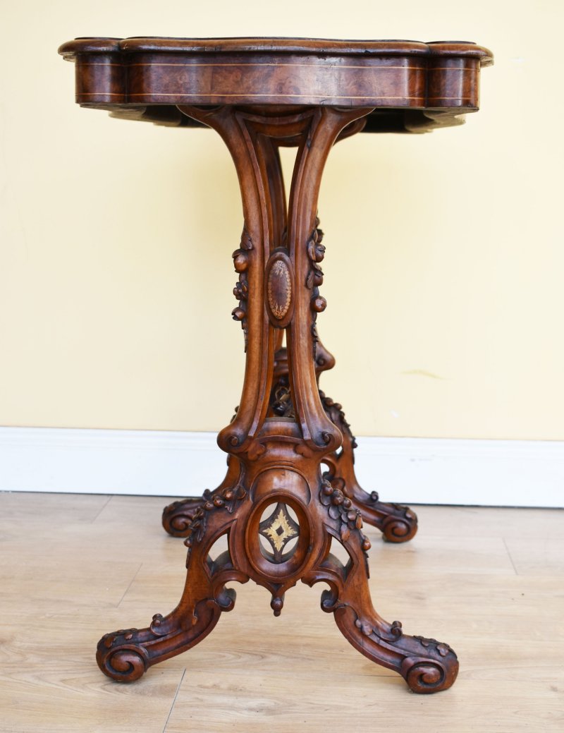 Victorian Burr Walnut Inlaid Table - Image 6