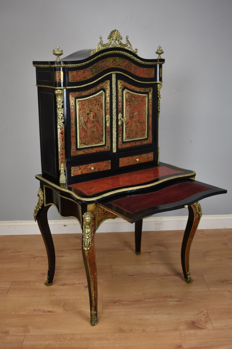19th Century Ebonised Boulle Bonheur Du Jour - Image 11