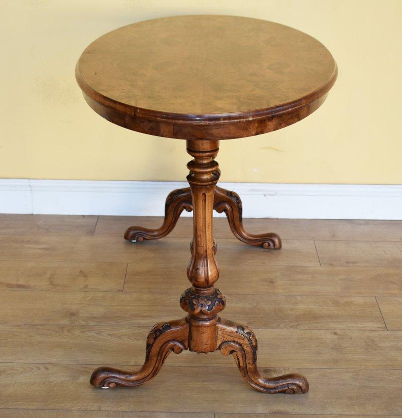 19th Century Victorian Burr Walnut Occasional Table - Image 4