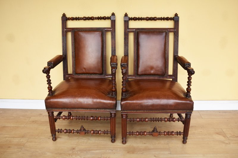 Pair Of 19th Century Victorian Walnut Gothic Revival Armchairs - Image 2