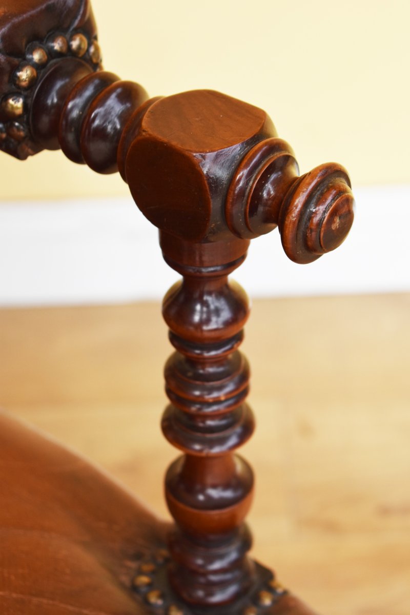 Pair Of 19th Century Victorian Walnut Gothic Revival Armchairs - Image 8