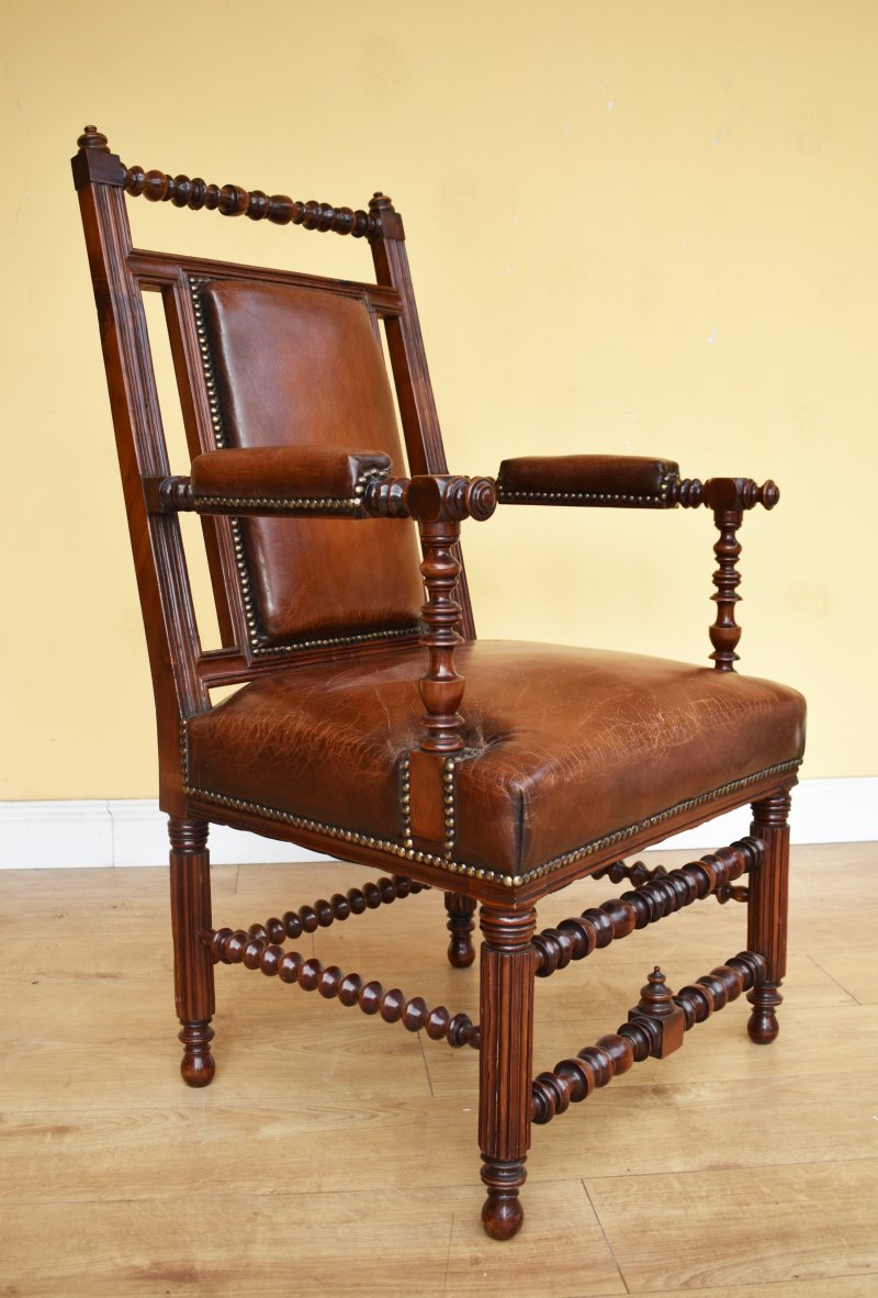 Pair Of 19th Century Victorian Walnut Gothic Revival Armchairs - Image 7