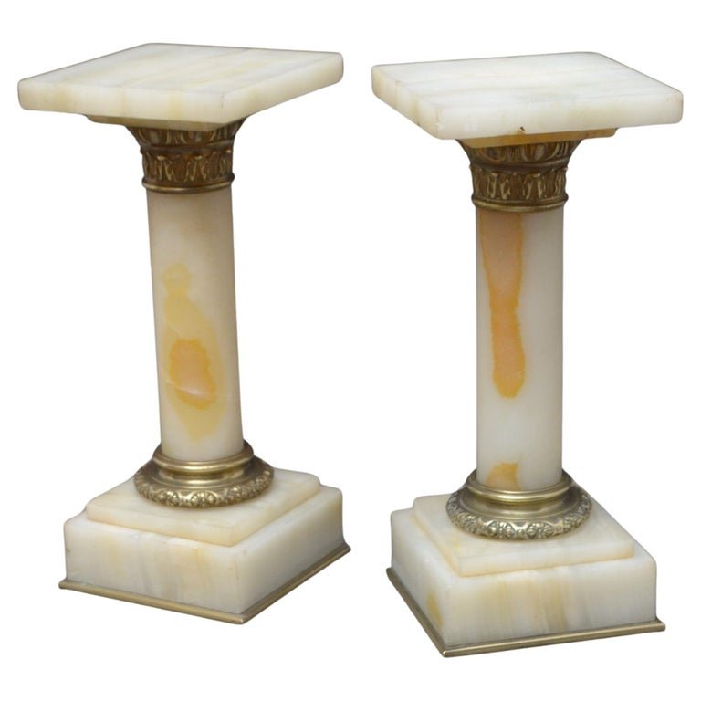 Pair Of Victorian Marble Pedestals Marble Columns - Grand Tour Onyx Pedestals