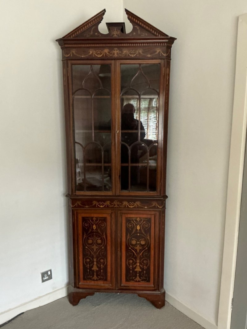 Superb Edwardian Marquetry Corner Cabinet - Image 3