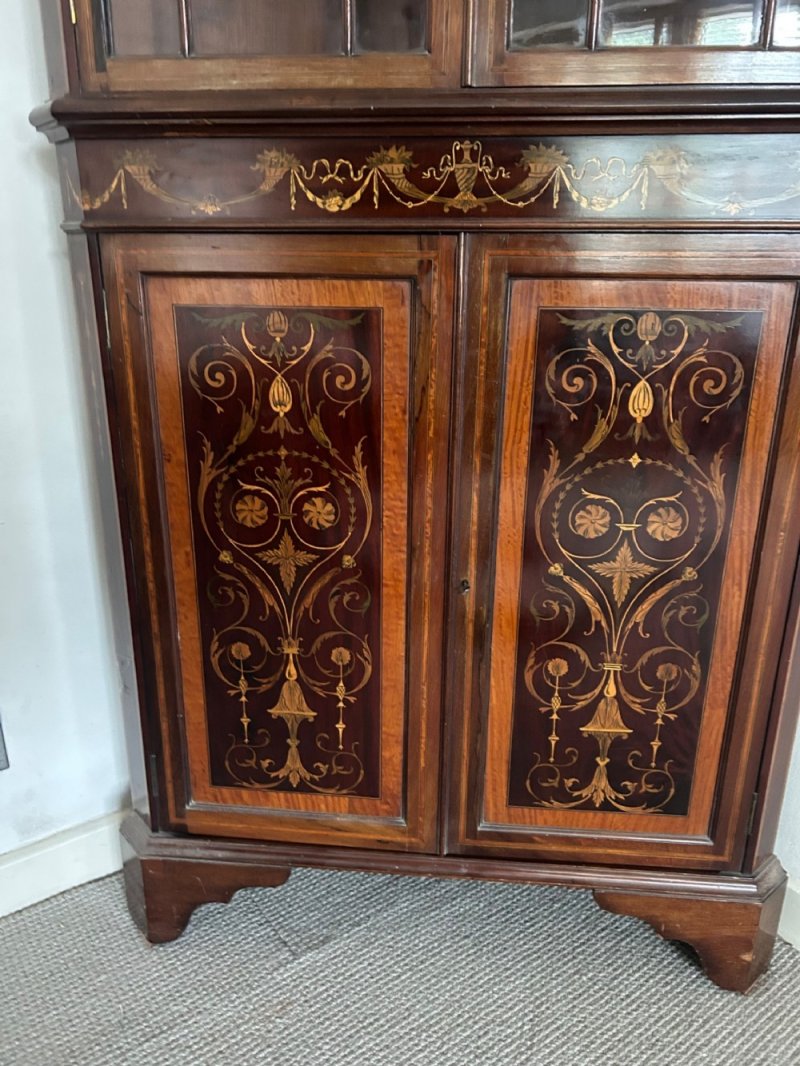 Superb Edwardian Marquetry Corner Cabinet - Image 4