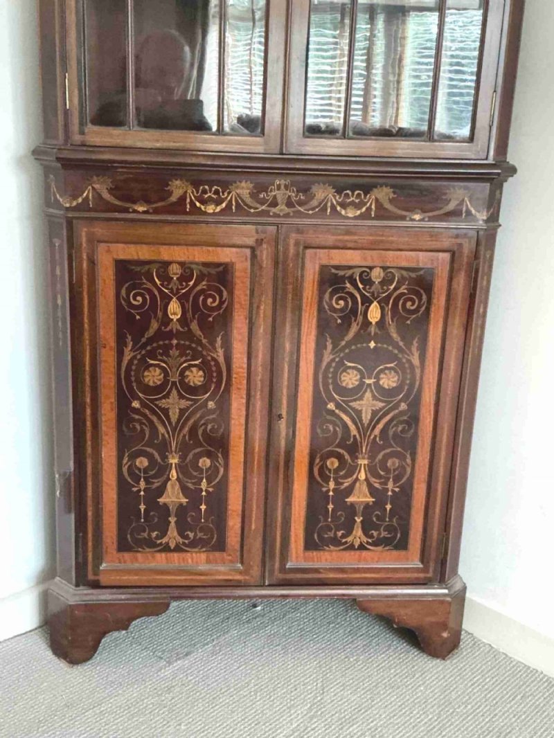 Superb Edwardian Marquetry Corner Cabinet - Image 5
