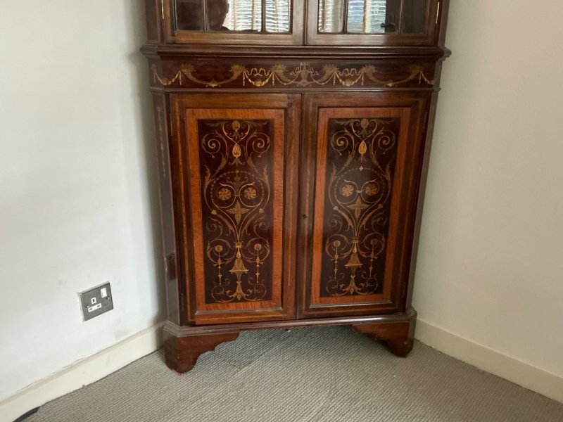 Superb Edwardian Marquetry Corner Cabinet - Image 9