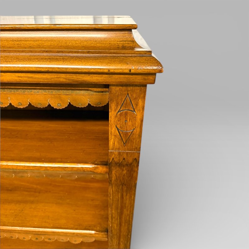 Antique Aesthetic Style Large Late Victorian Golden Oak 4 Shelves Open Bookcase - Image 8