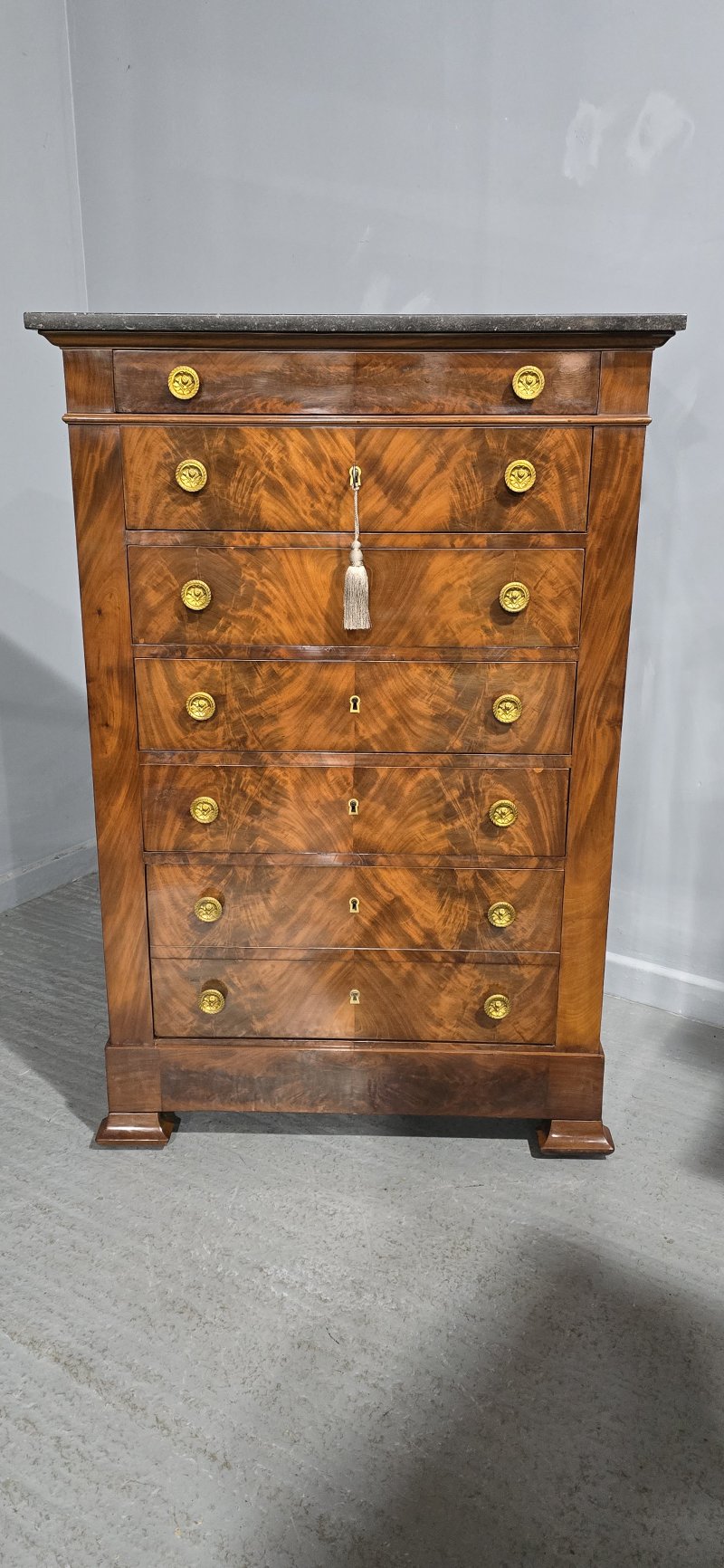 Super French Tall Chest of Mahogany Drawers