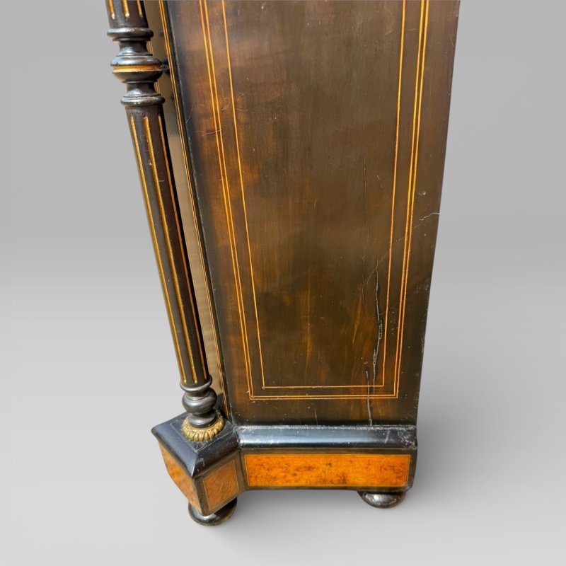 Victorian Aesthetic Movement Amboyna & Ebonised Glass Double Door Pier Cabinet - Image 11