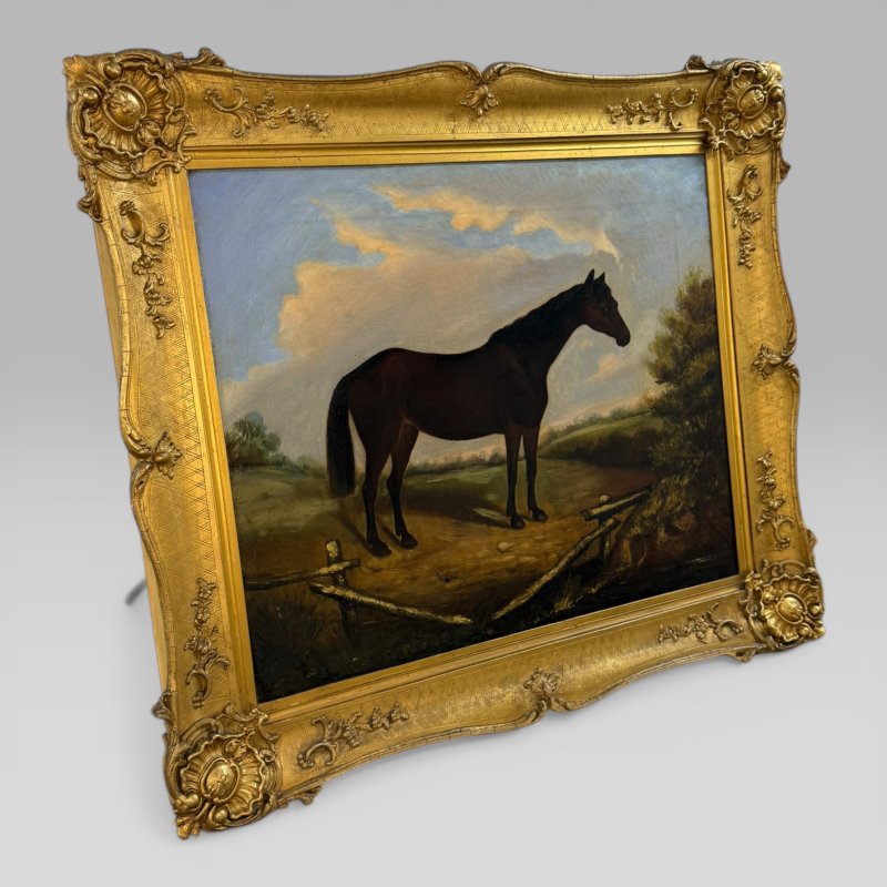 Antique 19th Century British School Oil Painting Horse Study Gilt Frame - Image 2