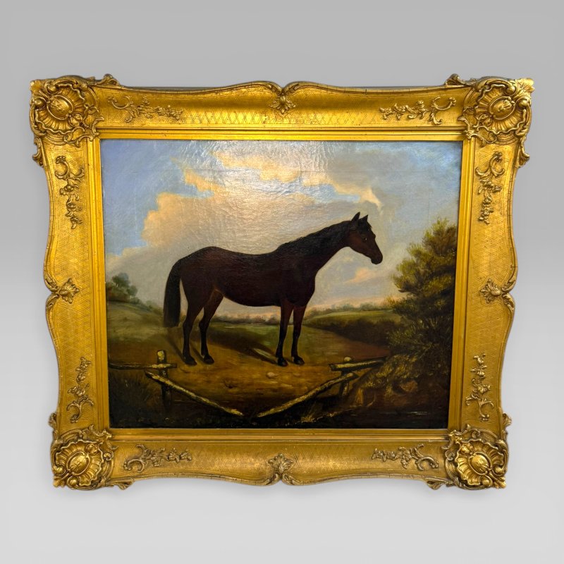 Antique 19th Century British School Oil Painting Horse Study Gilt Frame