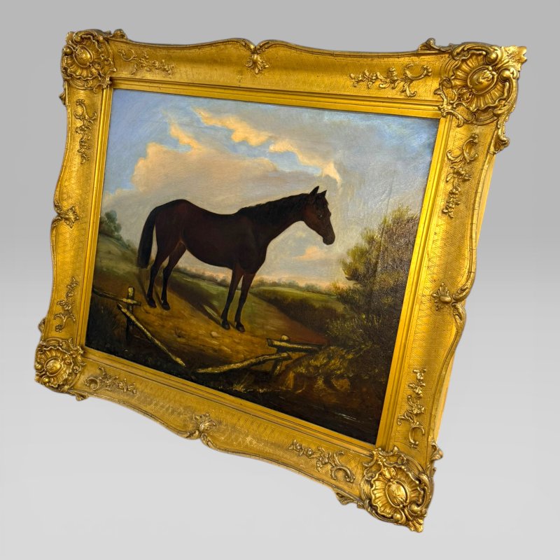 Antique 19th Century British School Oil Painting Horse Study Gilt Frame - Image 3