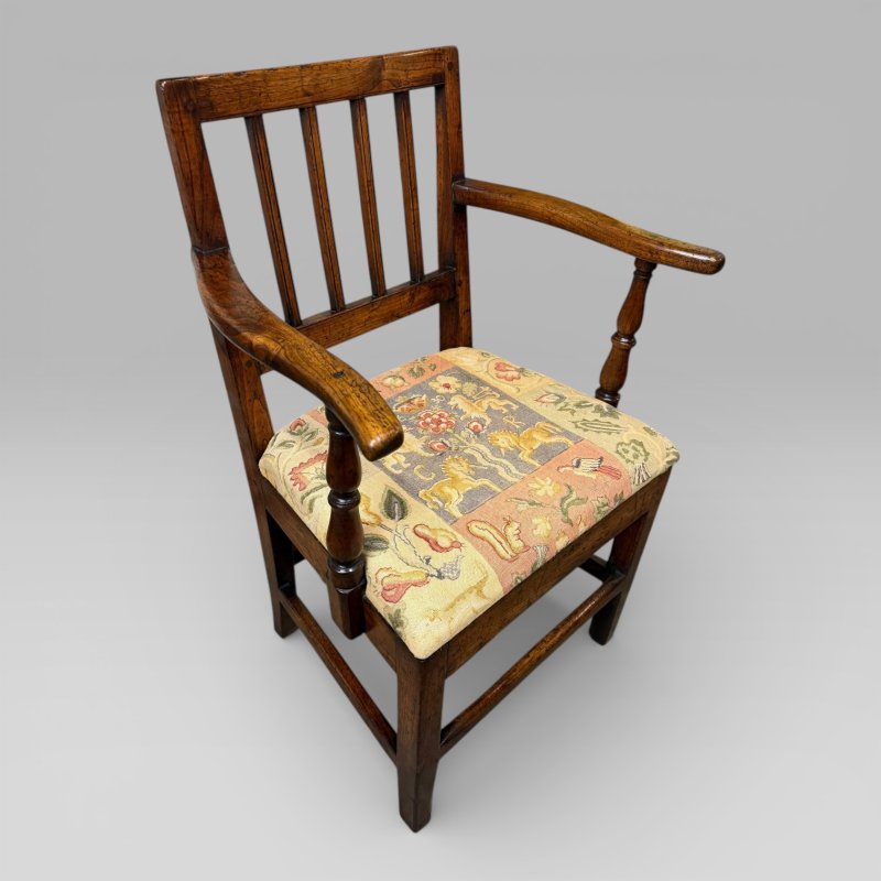 Antique 18th Century Country Farmhouse Walnut Carver Chair - Image 2