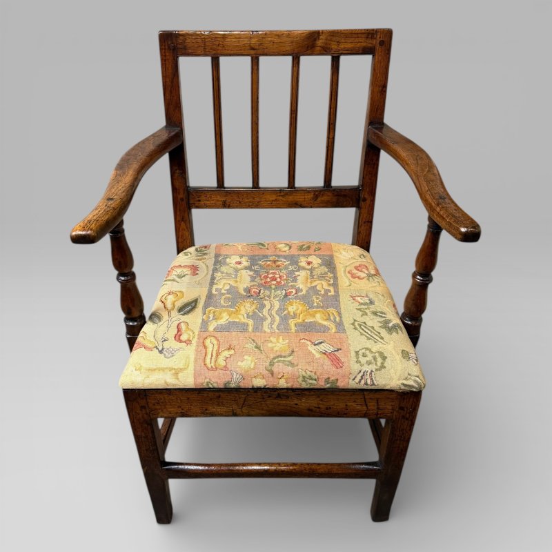 Antique 18th Century Country Farmhouse Walnut Carver Chair