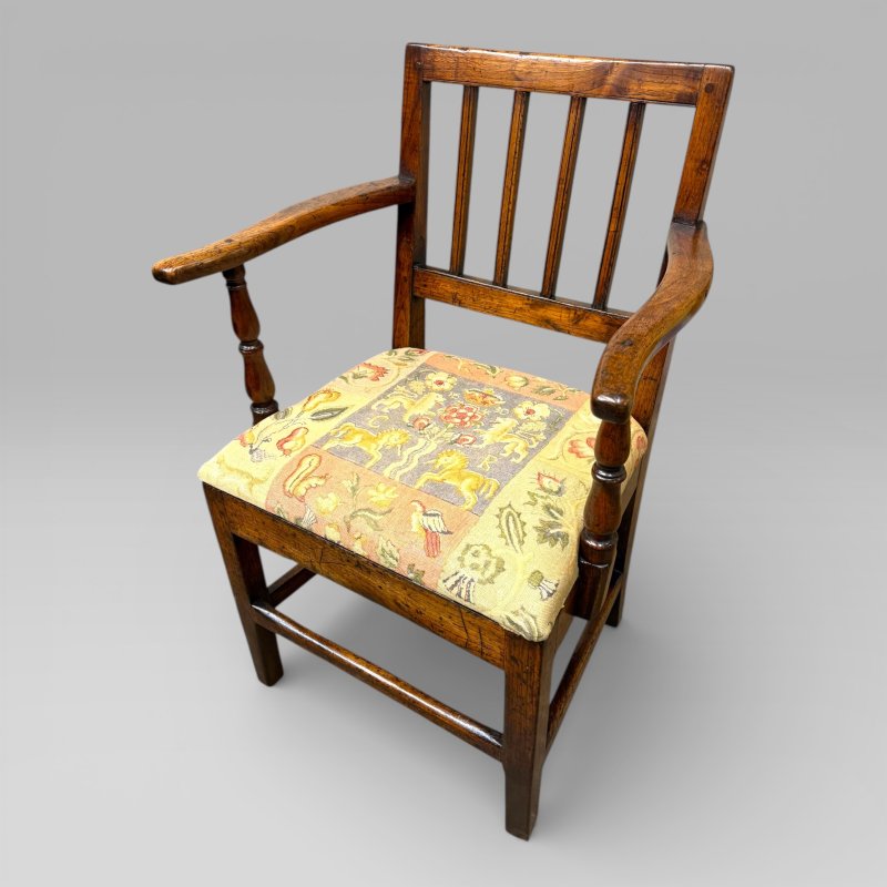 Antique 18th Century Country Farmhouse Walnut Carver Chair - Image 3