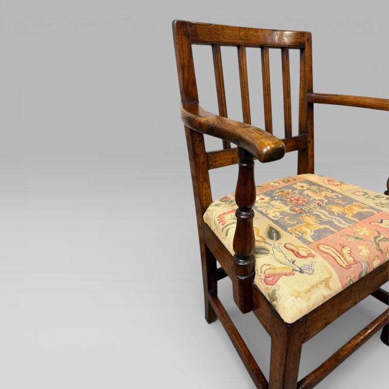 Antique 18th Century Country Farmhouse Walnut Carver Chair - Image 4