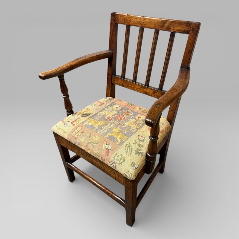 Antique 18th Century Country Farmhouse Walnut Carver Chair - Image 5