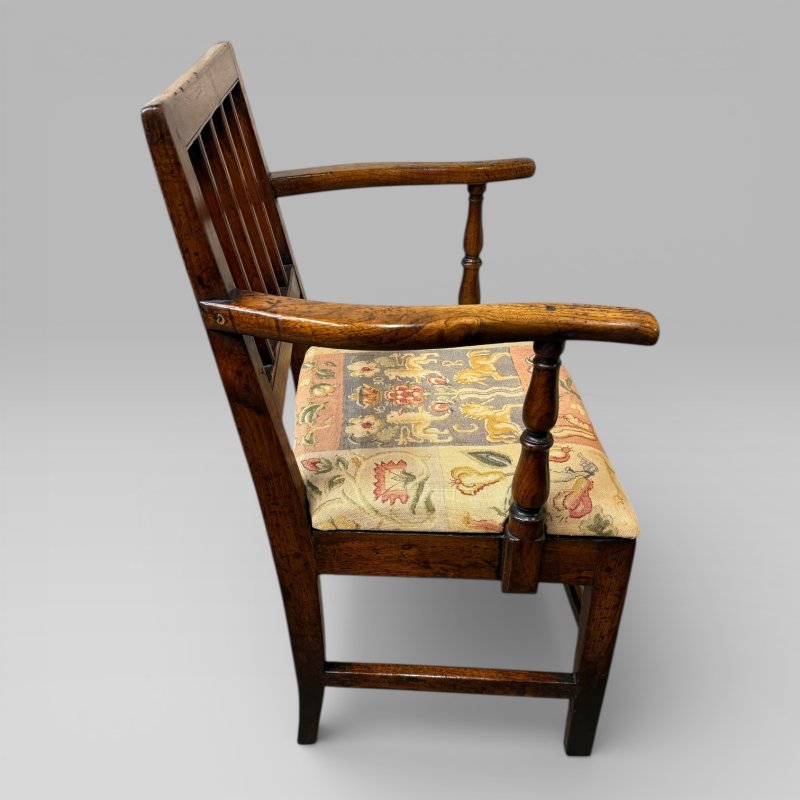 Antique 18th Century Country Farmhouse Walnut Carver Chair - Image 6