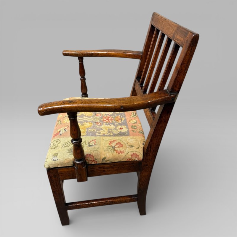 Antique 18th Century Country Farmhouse Walnut Carver Chair - Image 7