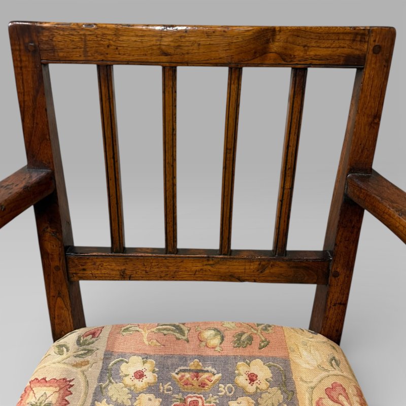 Antique 18th Century Country Farmhouse Walnut Carver Chair - Image 10