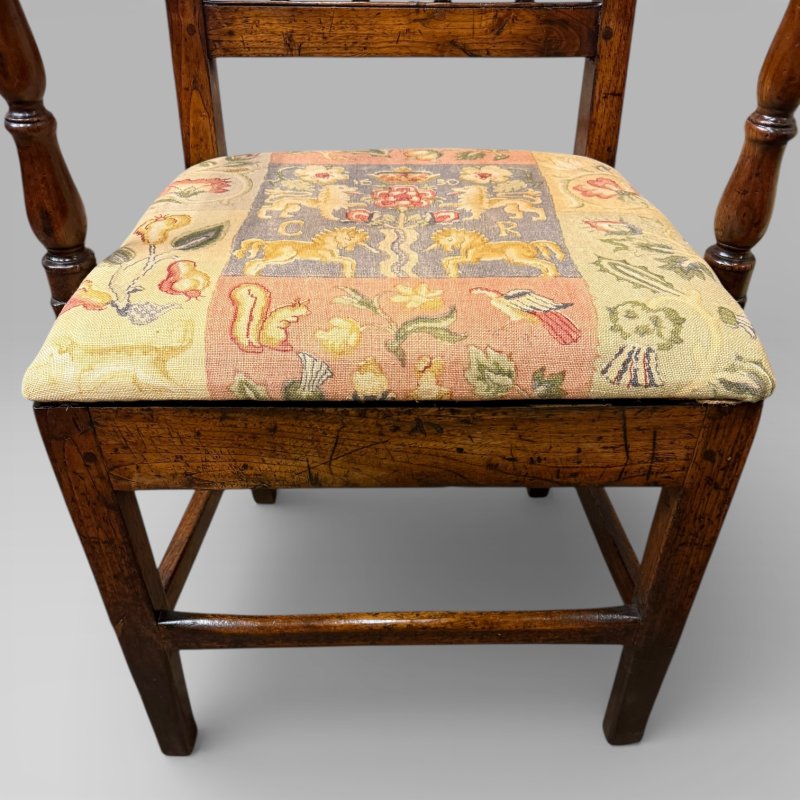 Antique 18th Century Country Farmhouse Walnut Carver Chair - Image 11