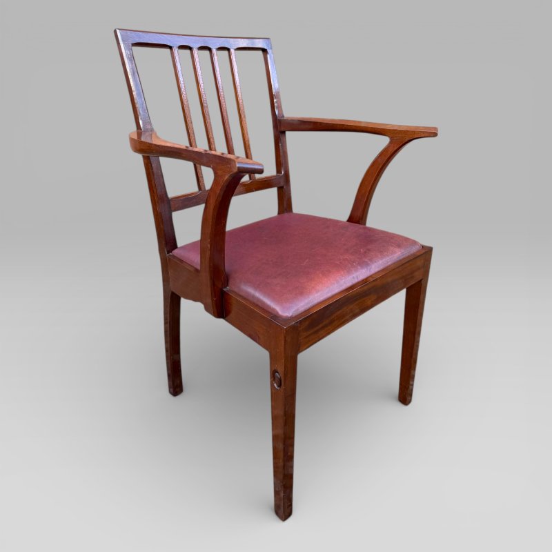 Vintage Set of 5 Mahogany Carver Dining Chairs Alan Grainger “Acornman” 1960s - Image 4