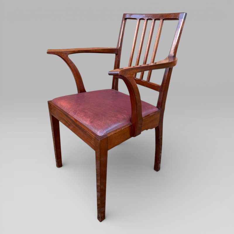 Vintage Set of 5 Mahogany Carver Dining Chairs Alan Grainger “Acornman” 1960s - Image 5
