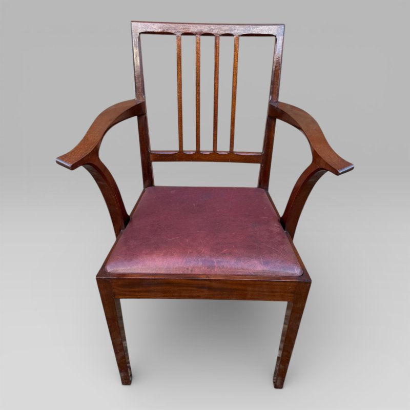 Vintage Set of 5 Mahogany Carver Dining Chairs Alan Grainger “Acornman” 1960s - Image 6