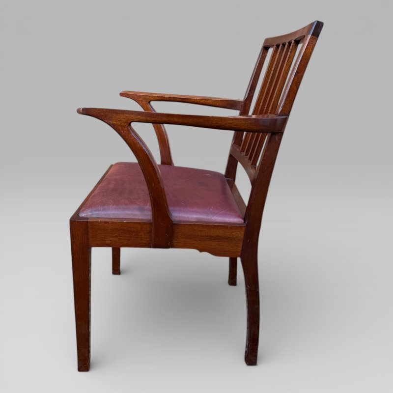 Vintage Set of 5 Mahogany Carver Dining Chairs Alan Grainger “Acornman” 1960s - Image 7