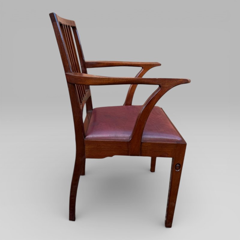 Vintage Set of 5 Mahogany Carver Dining Chairs Alan Grainger “Acornman” 1960s - Image 8