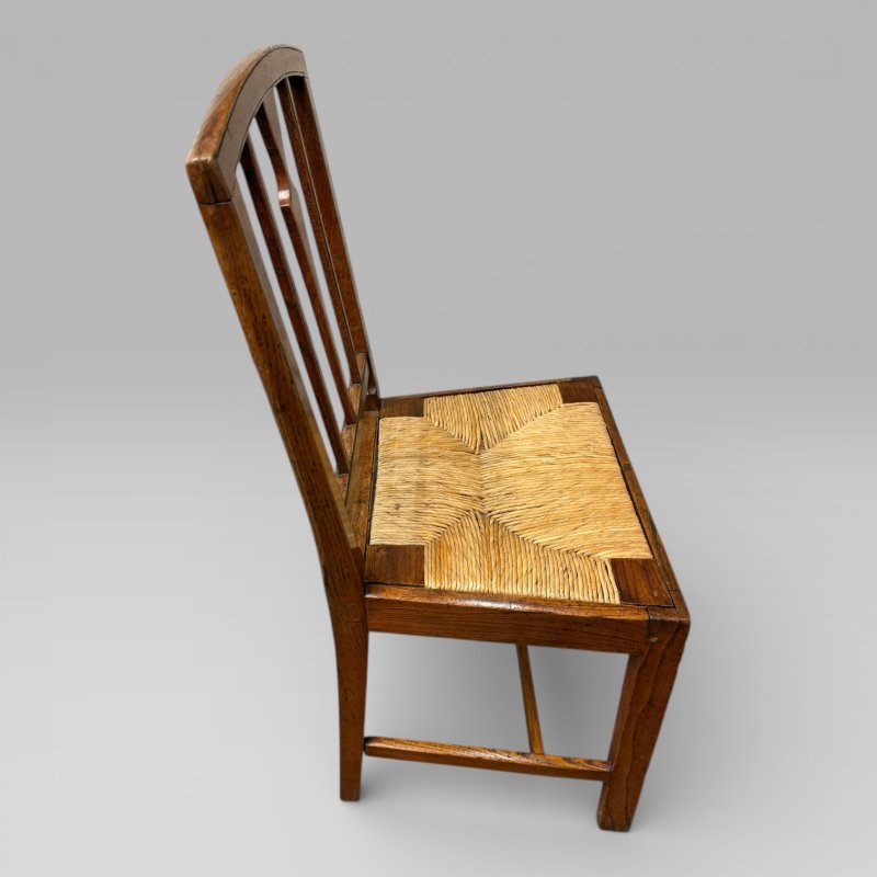 Antique 19th Century Elm Country Farmhouse Single Chair with Rush Seat - Image 6