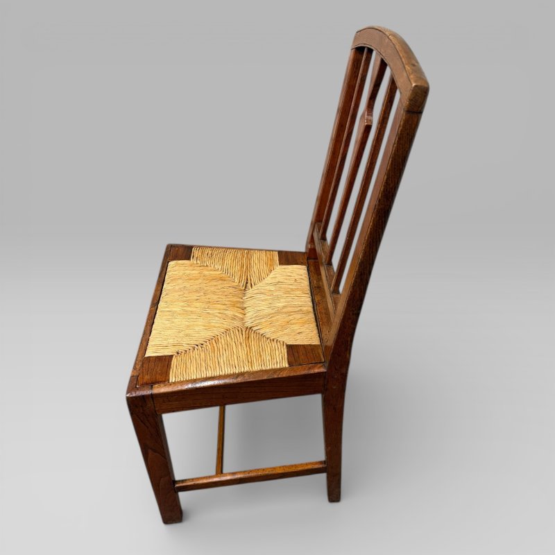 Antique 19th Century Elm Country Farmhouse Single Chair with Rush Seat - Image 5