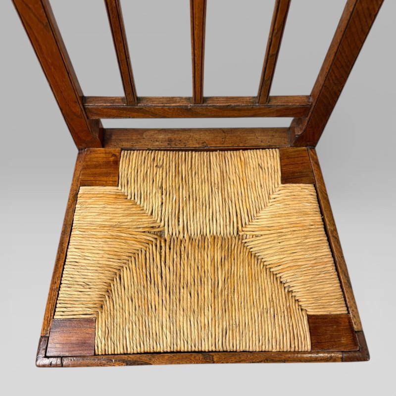 Antique 19th Century Elm Country Farmhouse Single Chair with Rush Seat - Image 12