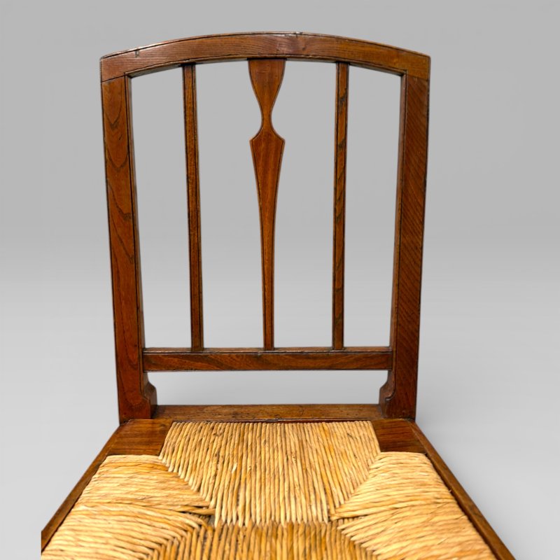 Antique 19th Century Elm Country Farmhouse Single Chair with Rush Seat - Image 8