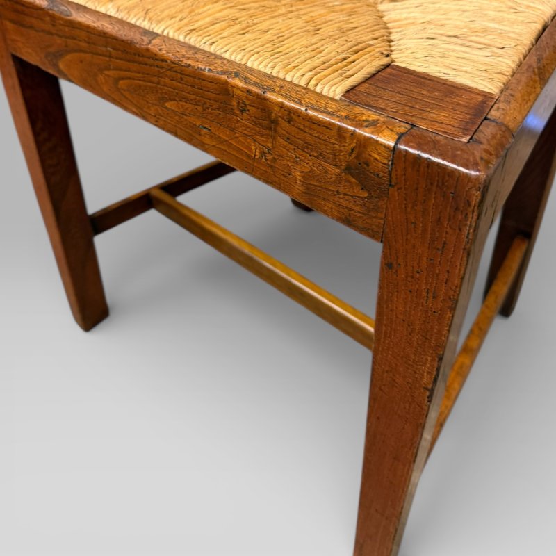 Antique 19th Century Elm Country Farmhouse Single Chair with Rush Seat - Image 9