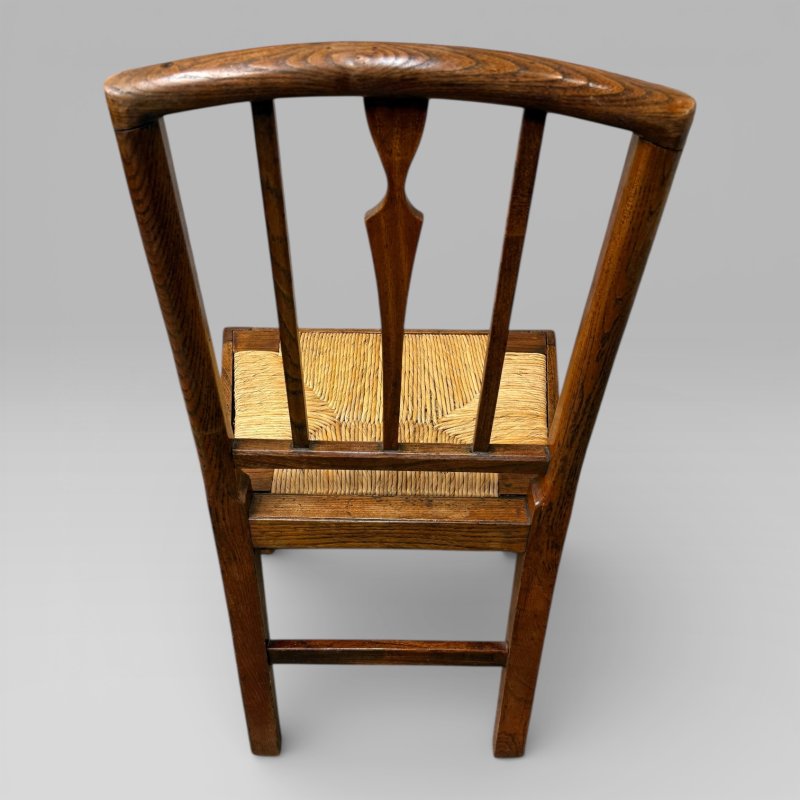 Antique 19th Century Elm Country Farmhouse Single Chair with Rush Seat - Image 10