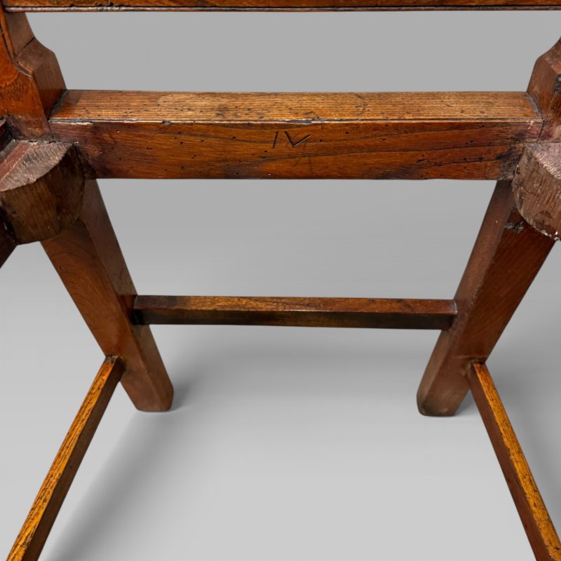 Antique 19th Century Elm Country Farmhouse Single Chair with Rush Seat - Image 11