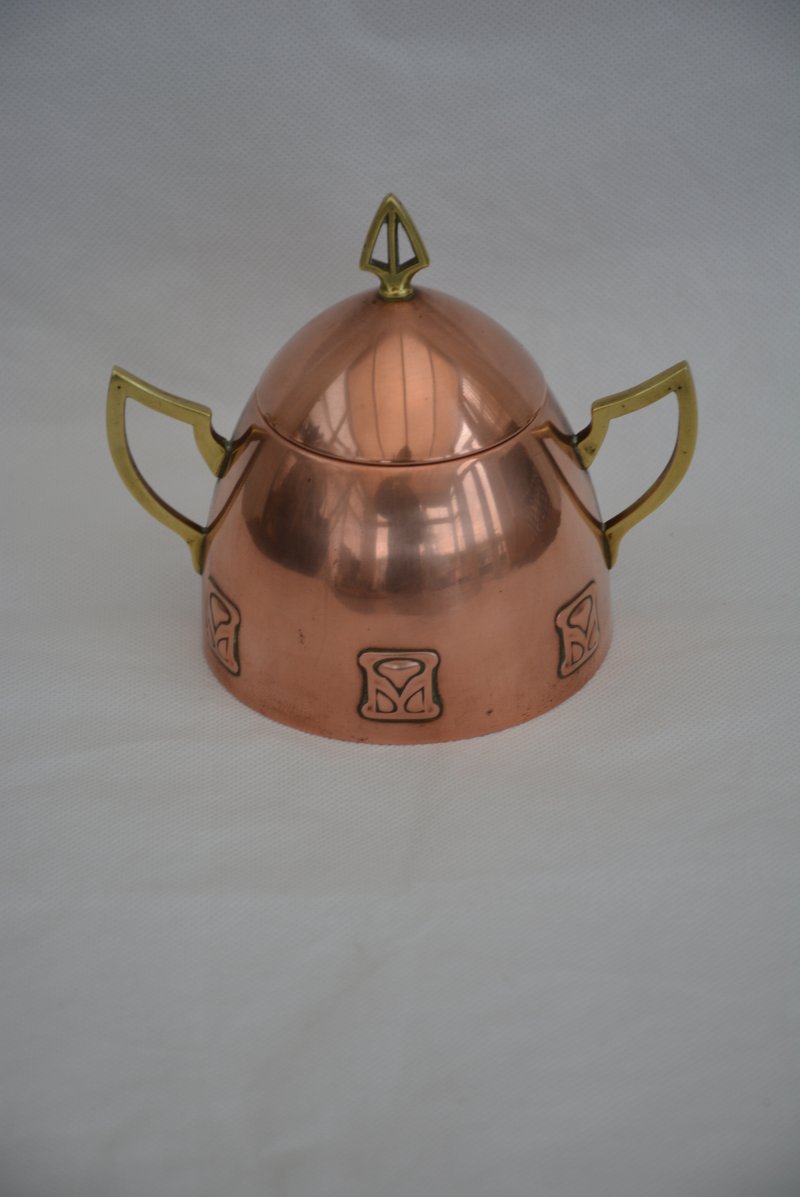 Wmf Art Nouveau Sugar Bowl Copper Plated, Secession C1900s - Image 10