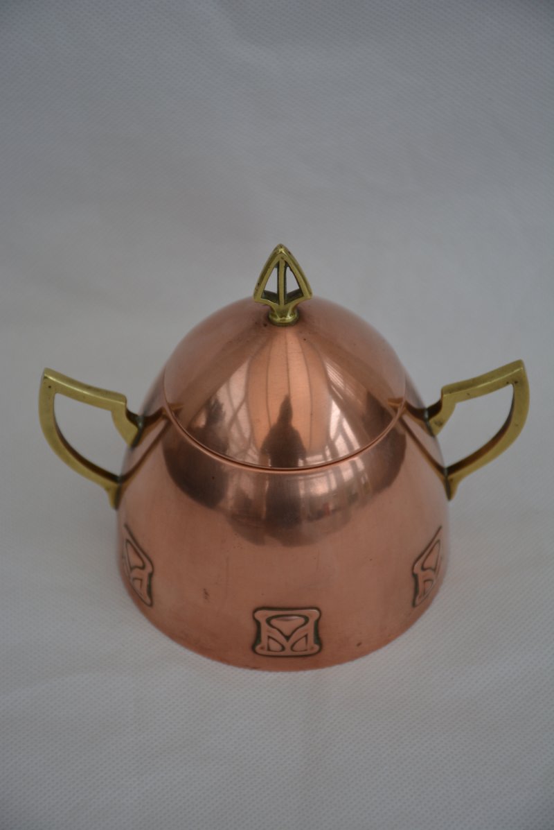 Wmf Art Nouveau Sugar Bowl Copper Plated, Secession C1900s - Image 11