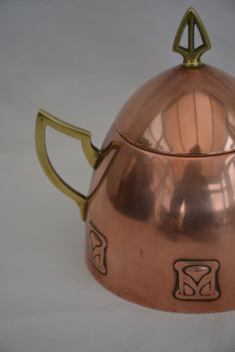 Wmf Art Nouveau Sugar Bowl Copper Plated, Secession C1900s - Image 12