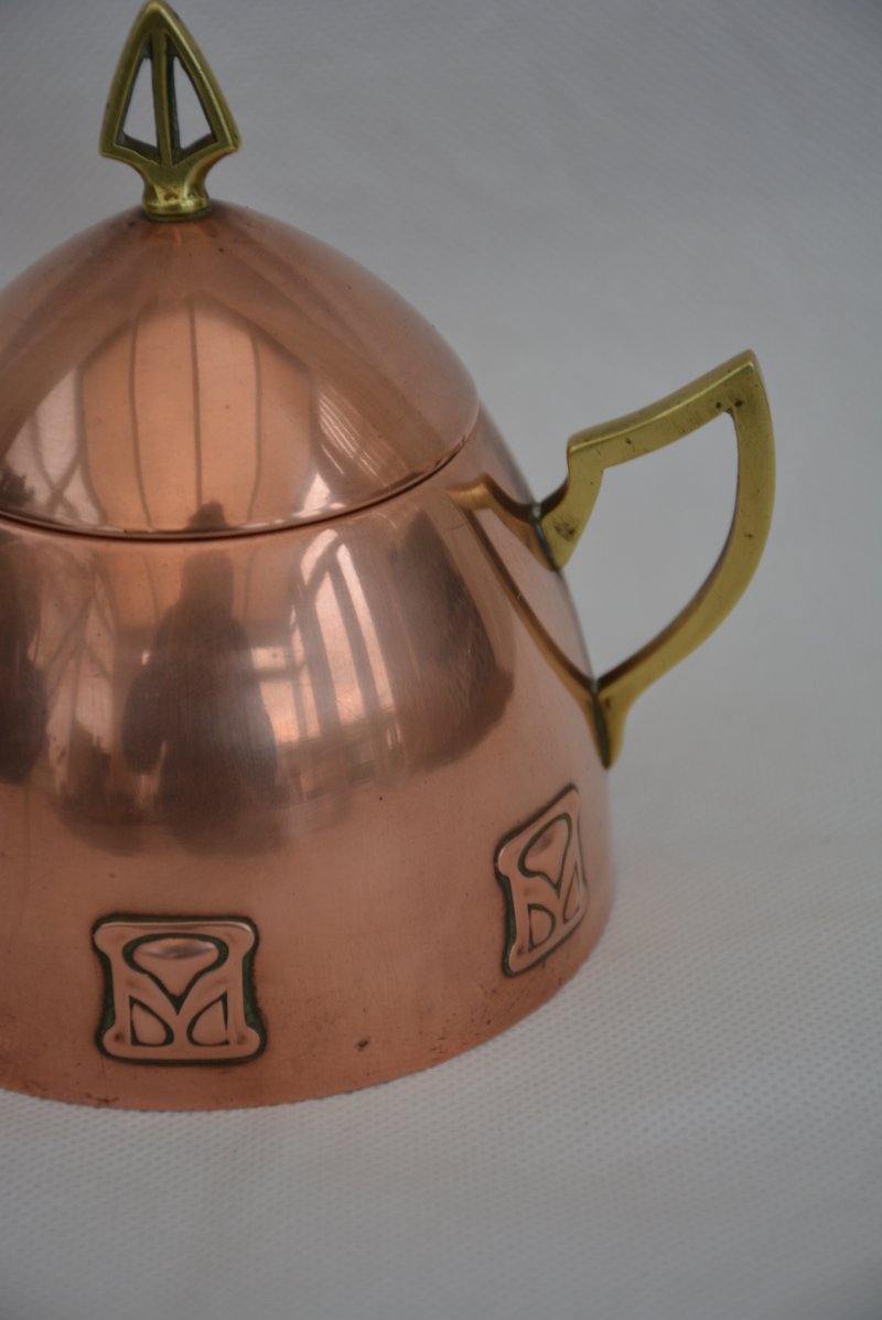 Wmf Art Nouveau Sugar Bowl Copper Plated, Secession C1900s - Image 13