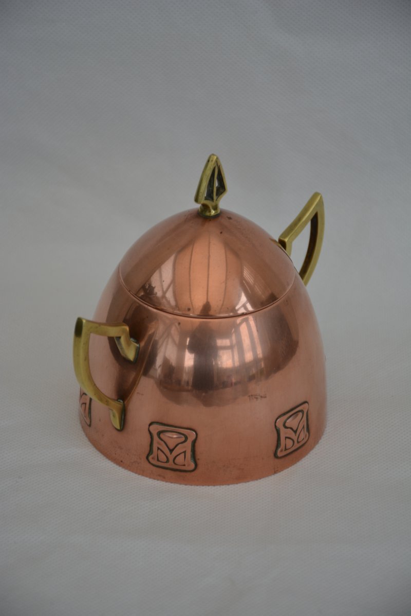 Wmf Art Nouveau Sugar Bowl Copper Plated, Secession C1900s - Image 9