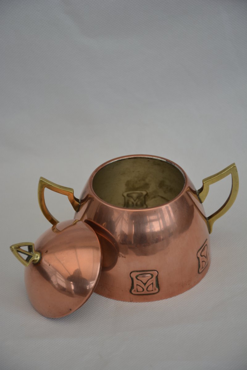 Wmf Art Nouveau Sugar Bowl Copper Plated, Secession C1900s - Image 8