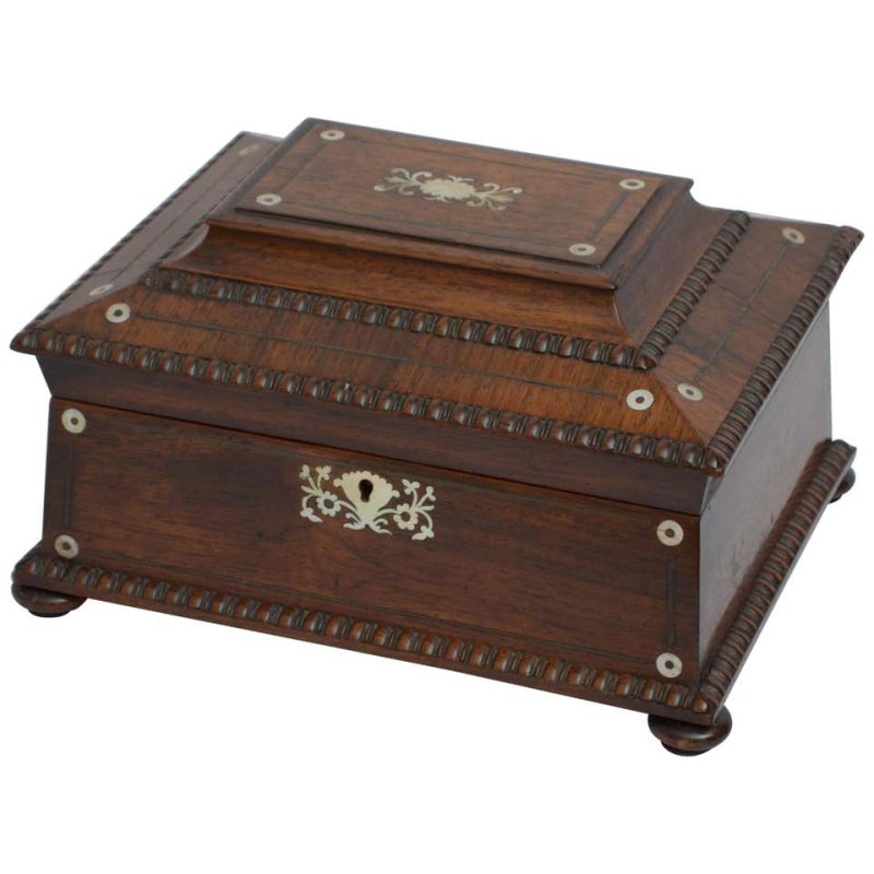 William IV Sarcophagus Jewellery Box In Rosewood
