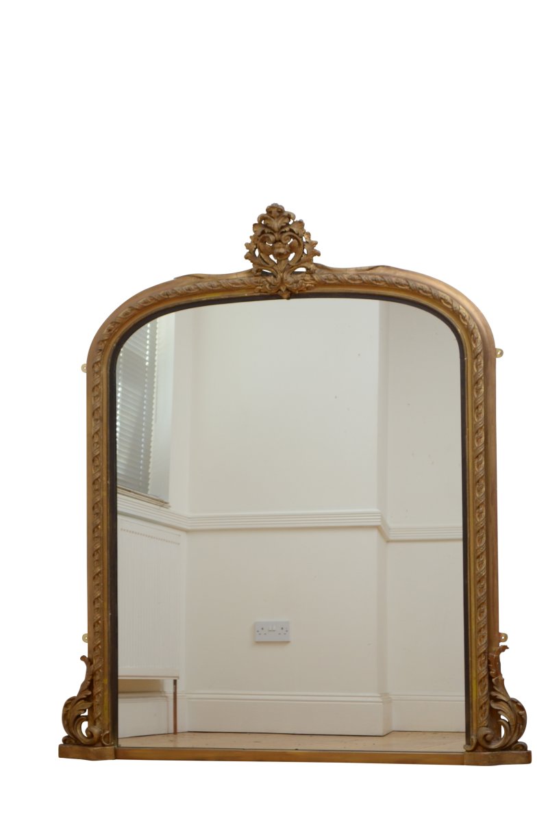 A Large Antique 19th Century Gilded Overmantel Mirror H155cm - Image 2